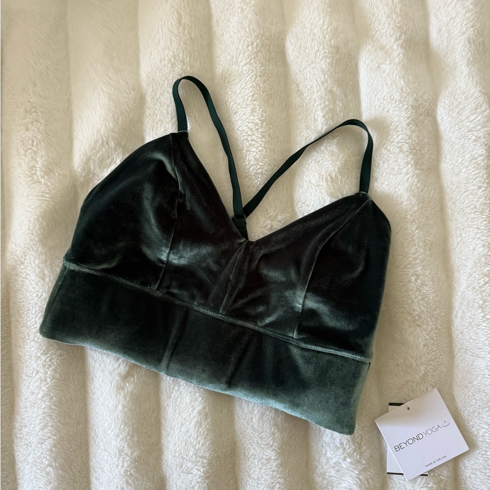 Beyond Yoga Velvet Bralette - Dark Green